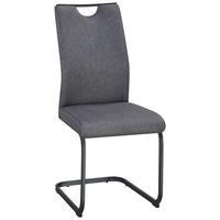 Schwingstuhl Dina Leinenoptik Grau - Schwarz/Grau, KONVENTIONELL, Textil/Metall (58/86/62cm)