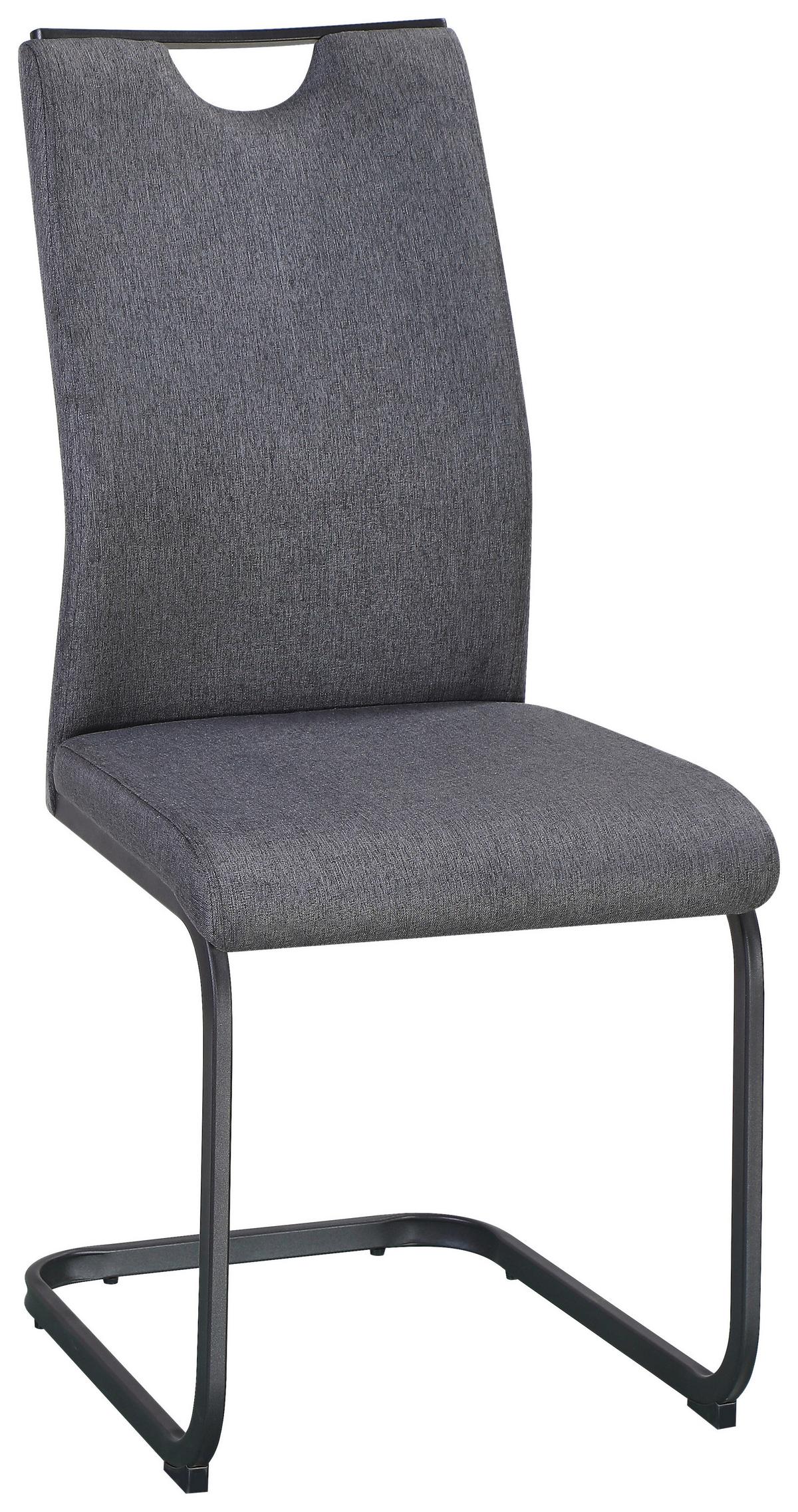 Schwingstuhl Dina Leinenoptik Grau - Schwarz/Grau, KONVENTIONELL, Textil/Metall (58/86/62cm)