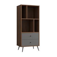 Regal Grau, Walnussfarben B: 60cm - Walnussfarben/Schwarz, Design, Holzwerkstoff (60/138/39,6cm) - Livetastic