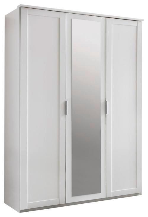 Drehtürenschrank Mit Spiegel 135cm Nadja, Weiß Dekor - Weiß, KONVENTIONELL, Glas/Holzwerkstoff (135/210/58cm) - MID.YOU