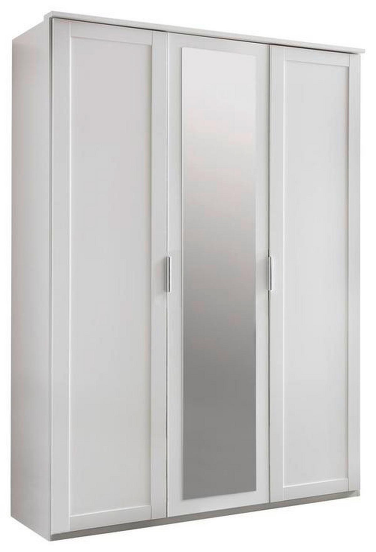 Drehtürenschrank Mit Spiegel 135cm Nadja, Weiß Dekor - Weiß, KONVENTIONELL, Glas/Holzwerkstoff (135/210/58cm) - MID.YOU