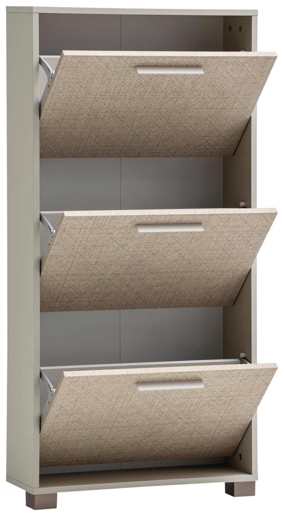 Schuhkipper Edno, Beige 59,8 Cm - Beige/Weiß, Design, Holzwerkstoff/Kunststoff (59,8/124/19,55cm) - MID.YOU