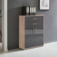 Aktenschrank Eiche Dekor /Anthrazit B: 84,5 cm - Anthrazit Hochglanz/Sonoma Eiche, MODERN, Holzwerkstoff (84,5/114/33cm) - MID.YOU