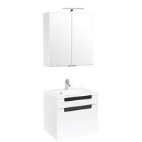 Badmöbel-Set 3--teilig. inkl. LED Siena B: 60cm, Weiß+Anthrazit - Anthrazit/Weiß, MODERN, Holzwerkstoff/Stein (60/54/47cm) - Held