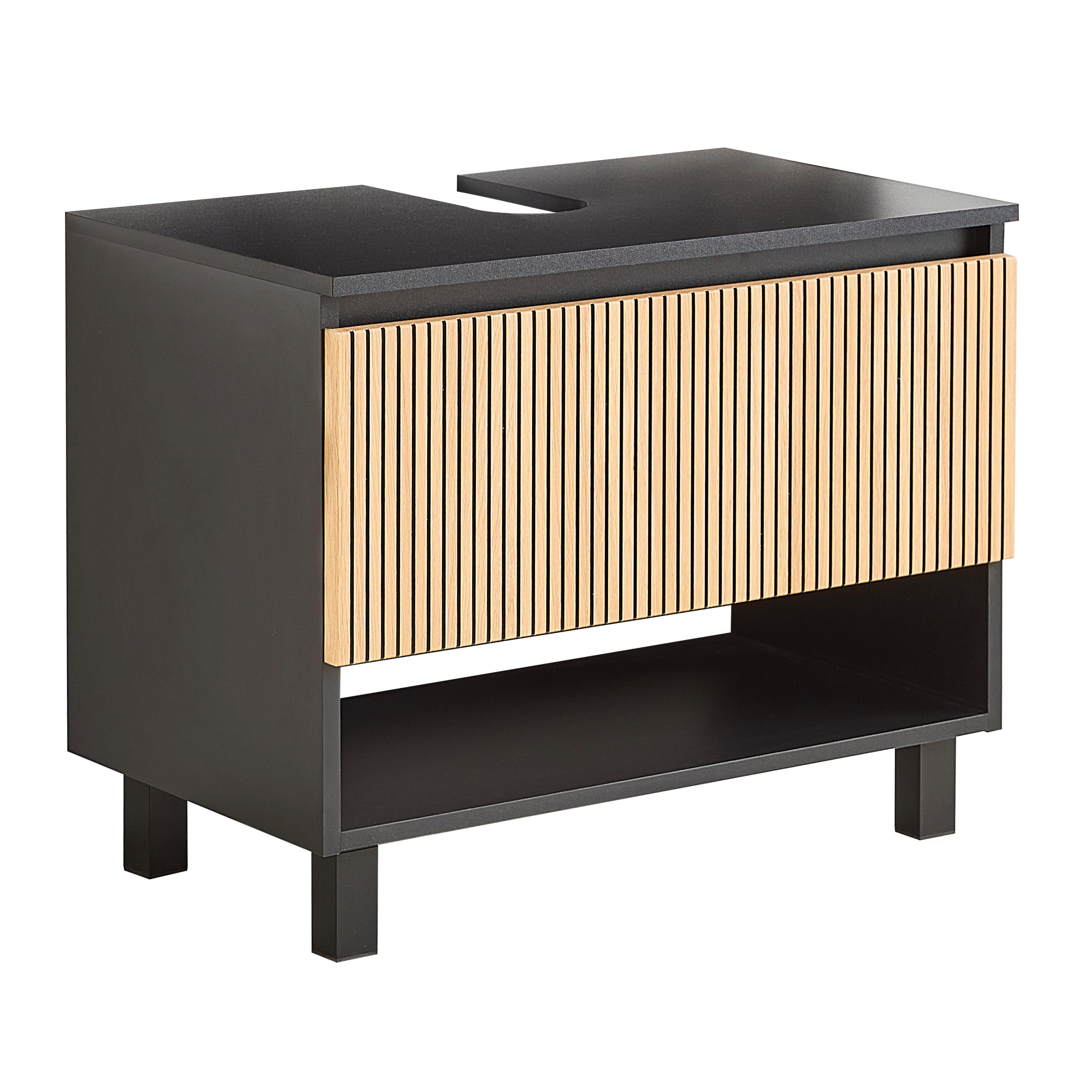 Skrinka pod umývadlo VENEZIA - čierna/farba duba, Lifestyle, kompozitné drevo (70/60/45cm) - Mömax