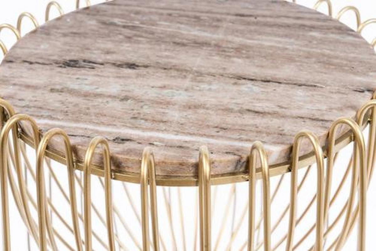 Bestelltisch Malibu Braun/Messingfarben - Messingfarben/Braun, Basics, Stein/Metall (50/50/51cm) - Kayoom