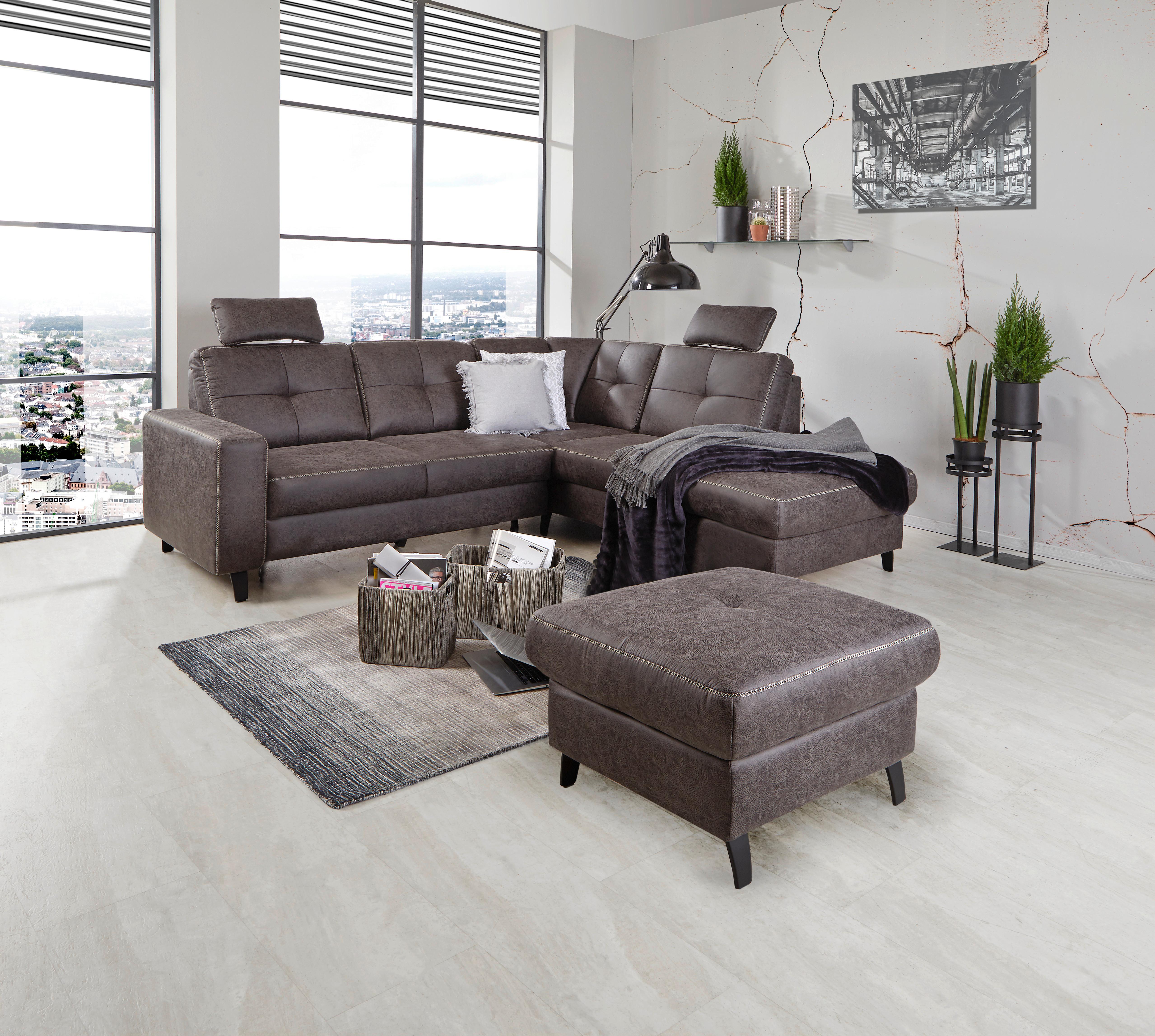Ecksofa mit Schlaffunktion + Bettkasten Varese, Mikrofaser - Anthrazit/Beige, MODERN, Textil (237/219cm) - James Wood