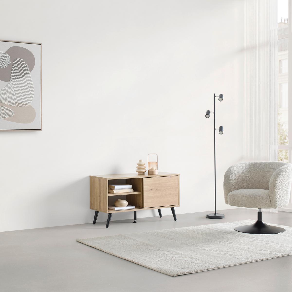 TV STOLÍK MOVE - čierna/dub artisan, Modern, kov/kompozitné drevo (80/46/35cm) - Based