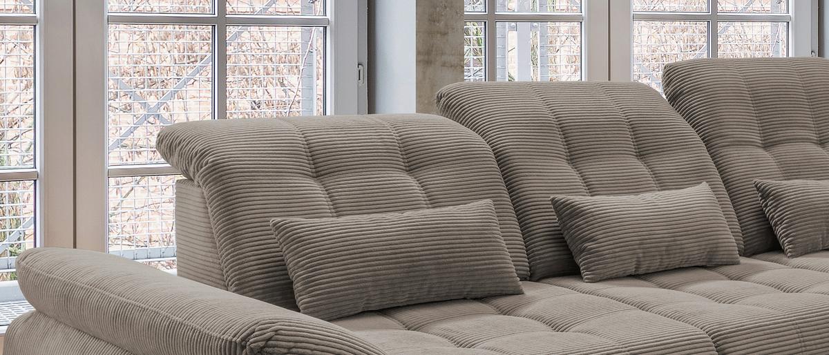Ecksofa mit Bettkasten Rigatti Graubraun S: 314x184cm - Graubraun/Schwarz, MODERN, Textil (314/184cm) - Livetastic