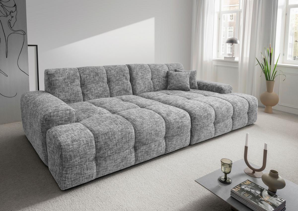 Bigsofa Bosco, Silberfarben B: 304 cm - Silberfarben/Schwarz, MODERN, Textil (304/87/155cm) - Livetastic