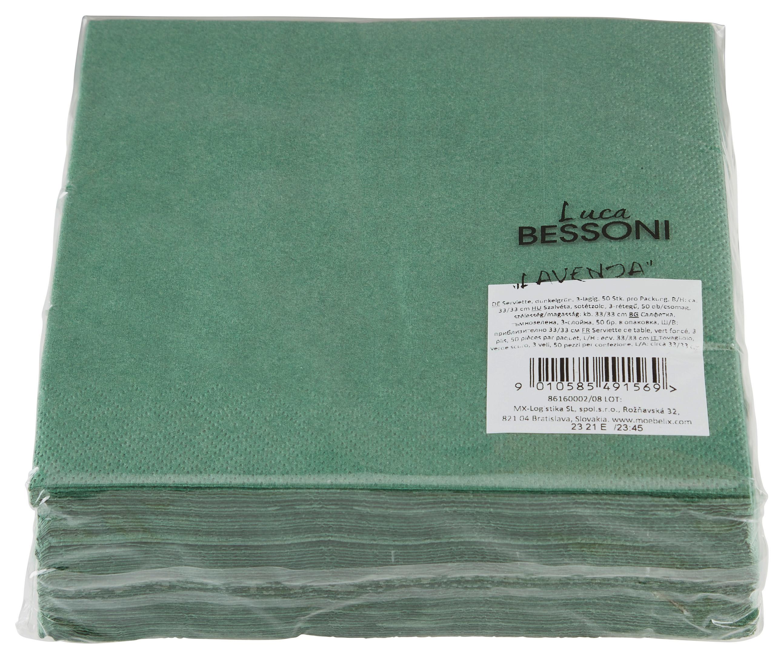 Serviette Lavenia Dunkelgrün 50 Stk. 33x33 Cm - Dunkelgrün, MODERN, Papier (33/33cm) - Luca Bessoni