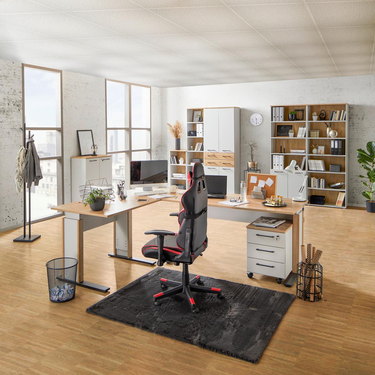 Aktenregal Kontor Grau/Eiche Dekor B: 50 cm - Eichefarben/Grau, MODERN, Holzwerkstoff (50/220/38cm)