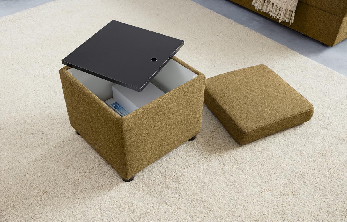 Hocker Looks IIi - Messingfarben/Schwarz, Design, Textil (45/47/45cm) - LOOKS by W.Joop
