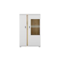 Hughboard Long Island Weiß/Eiche Wotan B: 80 cm - Silberfarben/Eiche Wotan, Design, Glas/Holzwerkstoff (80/125/35cm) - MID.YOU