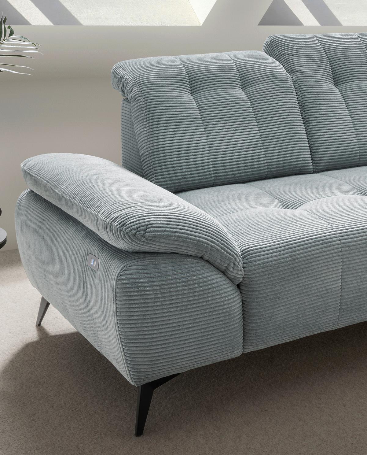 Ecksofa Fiore, Hellblau S: 272x200 cm - Schwarz/Hellblau, MODERN, Textil (272/200cm) - Livetastic