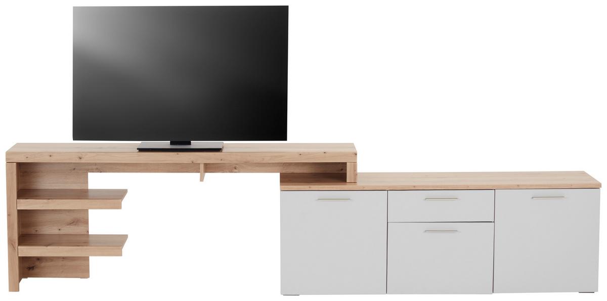 TV-Element Twin B: 205-278,2 cm Hellgrau/Eiche Dekor - Silberfarben/Hellgrau, MODERN, Holzwerkstoff (205-278,2/68,2/37,2cm)