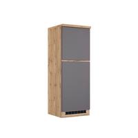 Kühlschrank-Umbauschrank Turin B: 60 cm Grau/Wotaneiche Dekor - Eiche Wotan/Grau, Design, Holzwerkstoff (60/166/60cm) - Held
