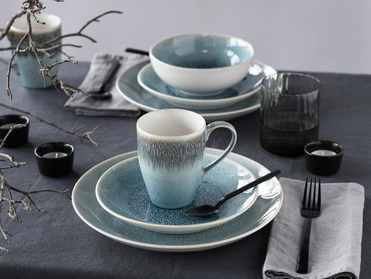 Kombiservice Caldera Hellblau, Weiß 8--Teilig - Weiß/Hellblau, Basics, Keramik - Creatable