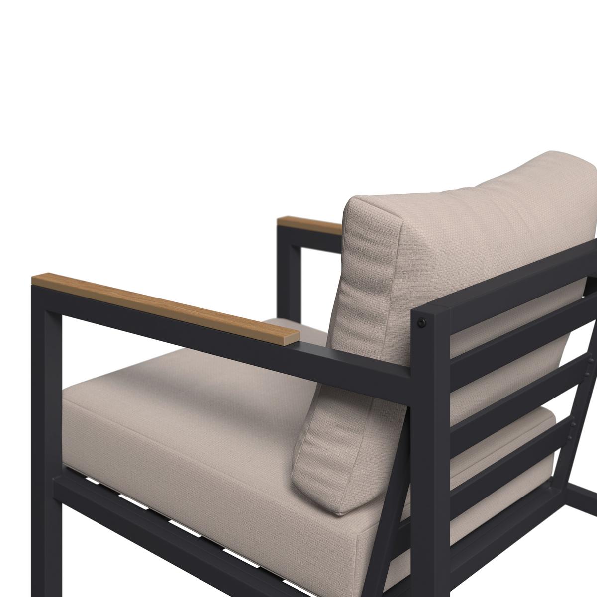 Loungegarnitur Dallas - Dunkelgrau/Beige, MODERN, Kunststoff/Textil - Beldano