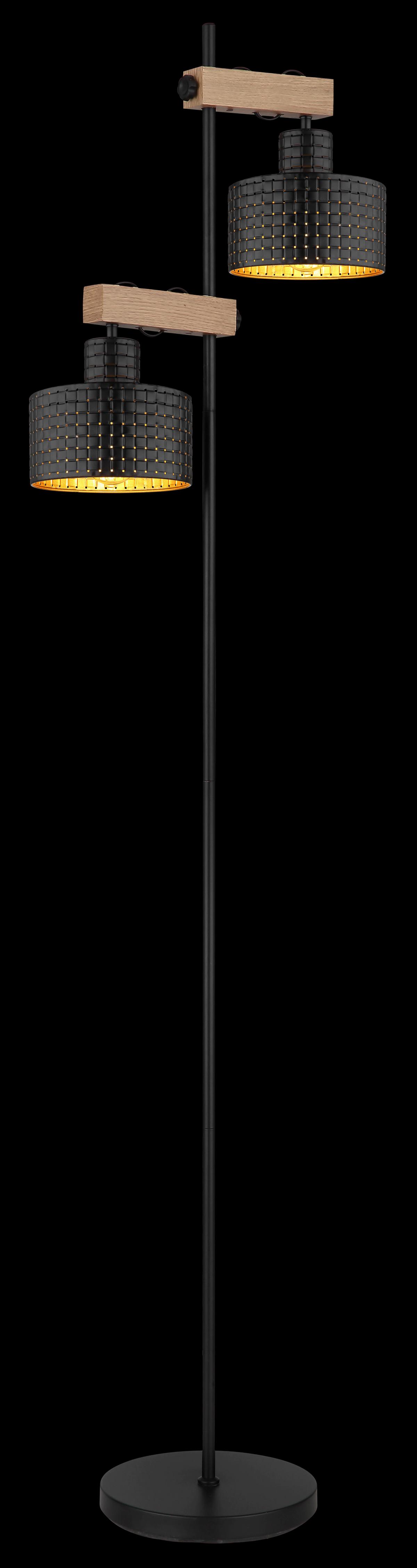 Stehleuchte 15651s - Dunkelbraun/Goldfarben, Design, Holzwerkstoff/Kunststoff (44/25/168cm) - Globo