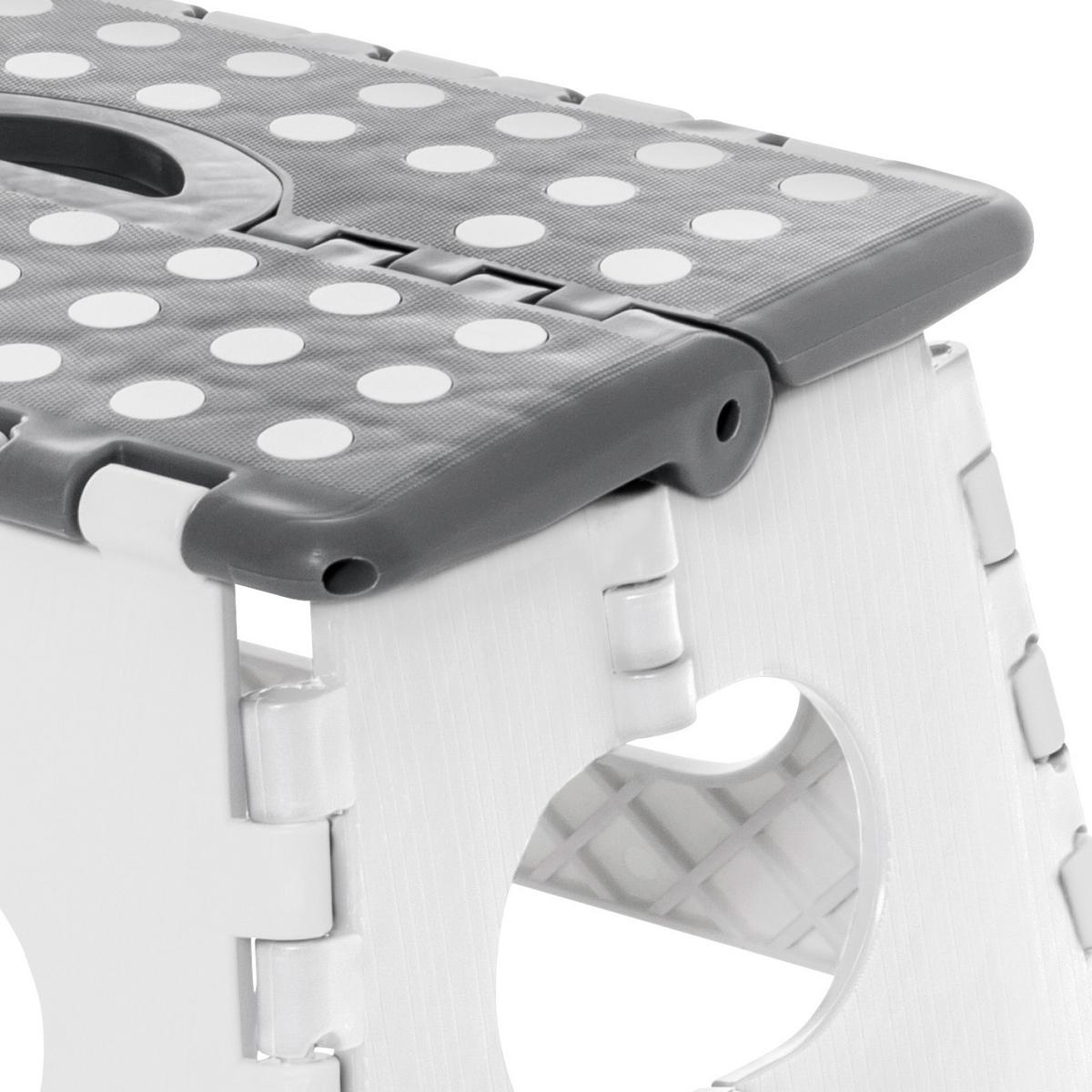 Tritthocker One Step Klappbar, H: 22 cm - Weiß/Grau, Basics, Kunststoff (34,5/22/27,5cm)