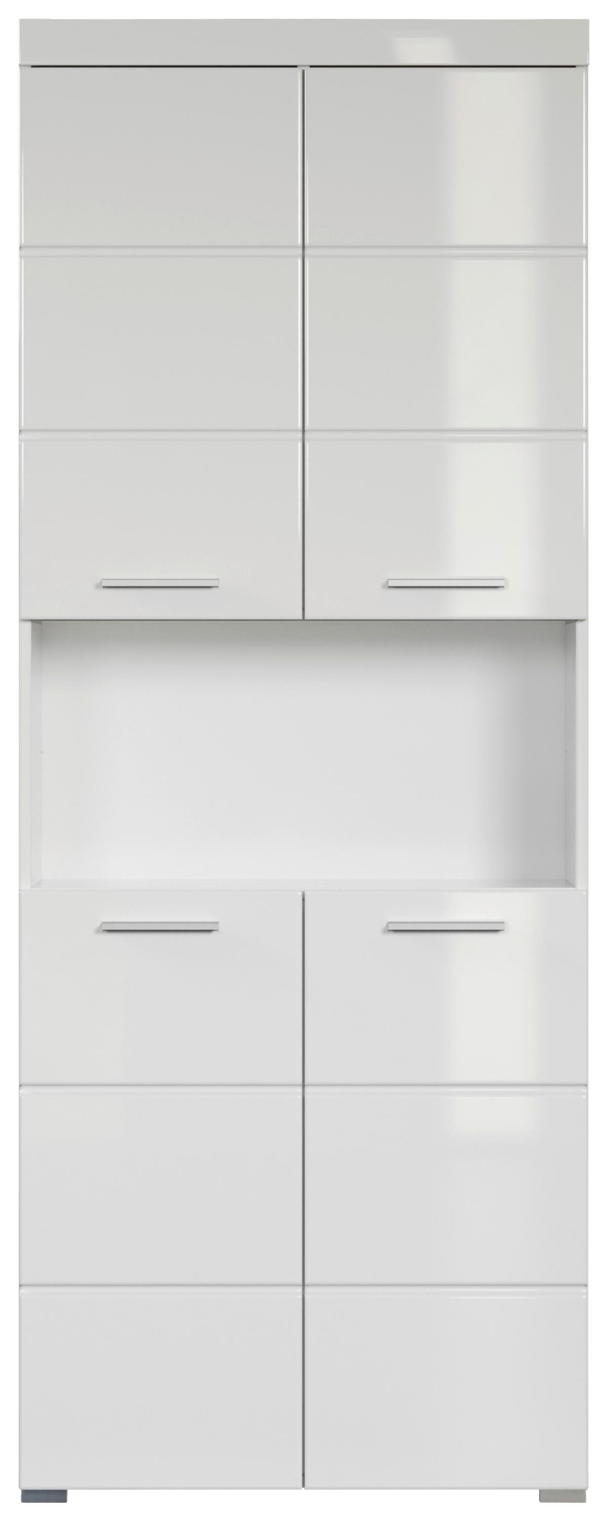 Hochschrank Amanda B: 73 Cm Weiß - Silberfarben/Weiß, MODERN, Holzwerkstoff (73/190/31cm) - MID.YOU