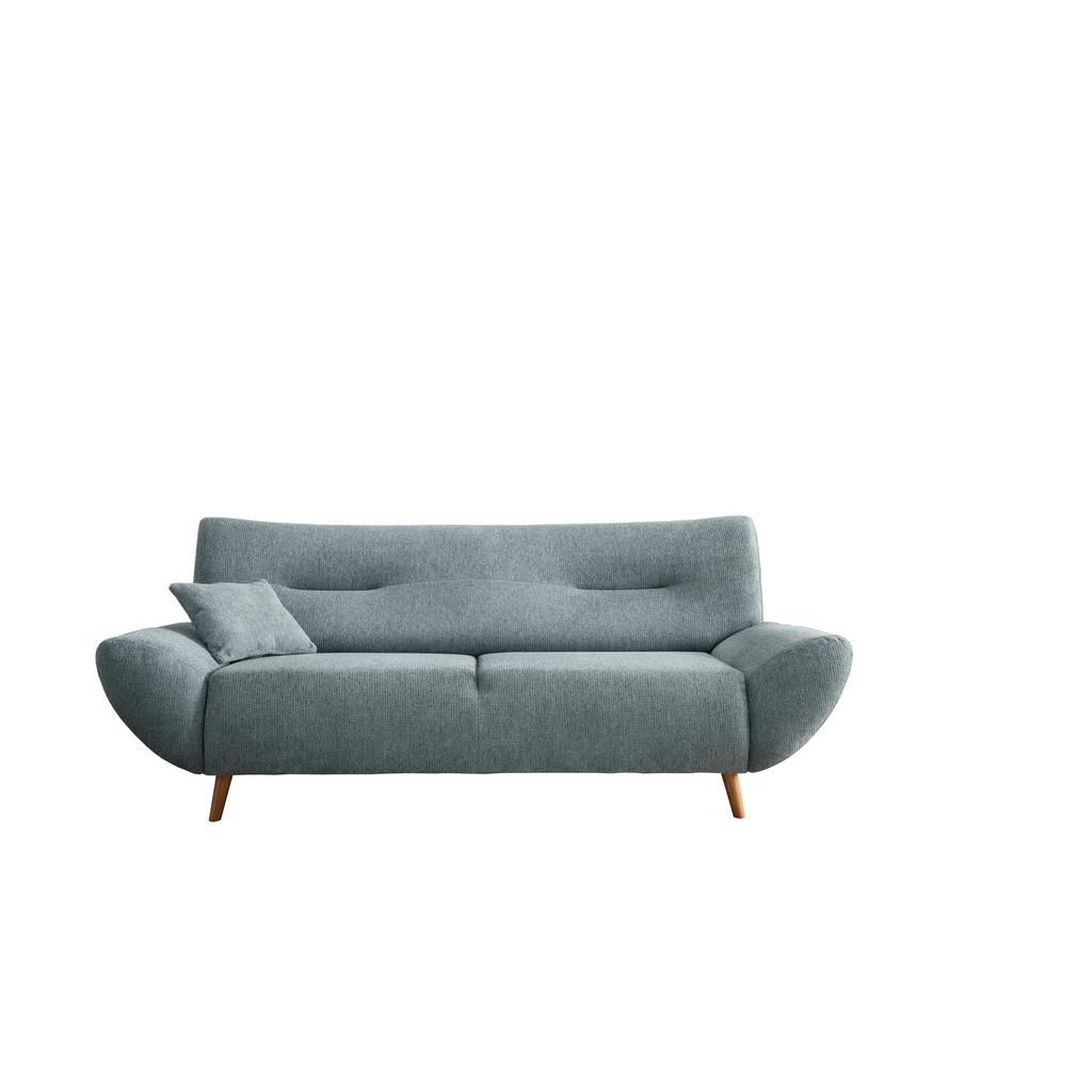 3-Sitzer-Sofa Chenille Blau Rücken echt