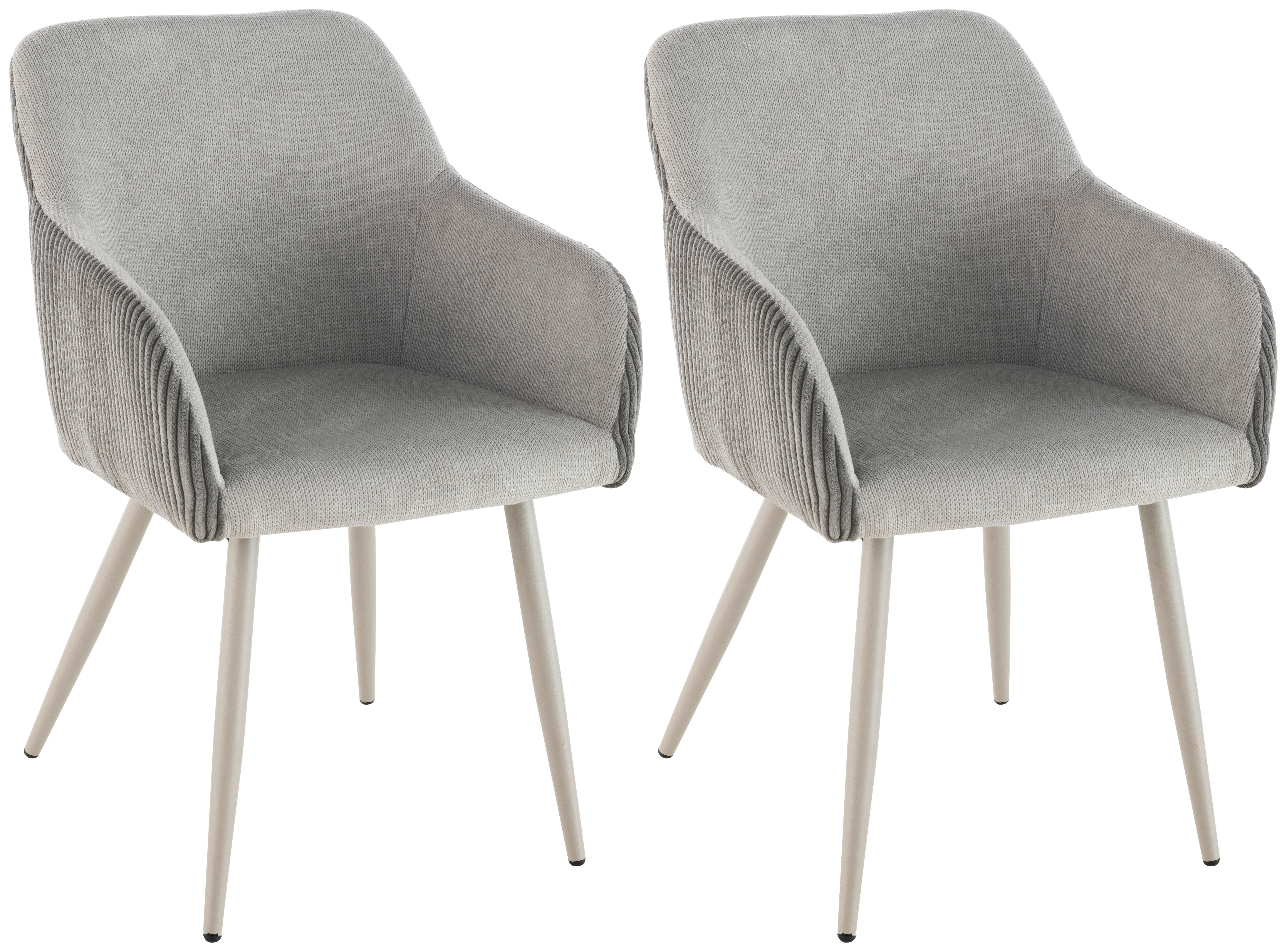 Armlehnstuhl-Set Eddy - Beige/Grau, LIFESTYLE, Holz/Textil (54/84/60cm) - Livetastic