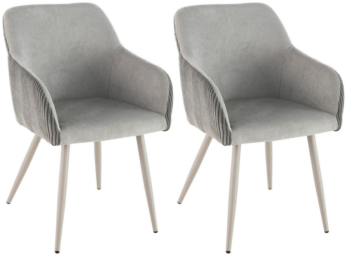 Armlehnstuhl-Set Eddy - Beige/Grau, LIFESTYLE, Holz/Textil (54/84/60cm) - Livetastic