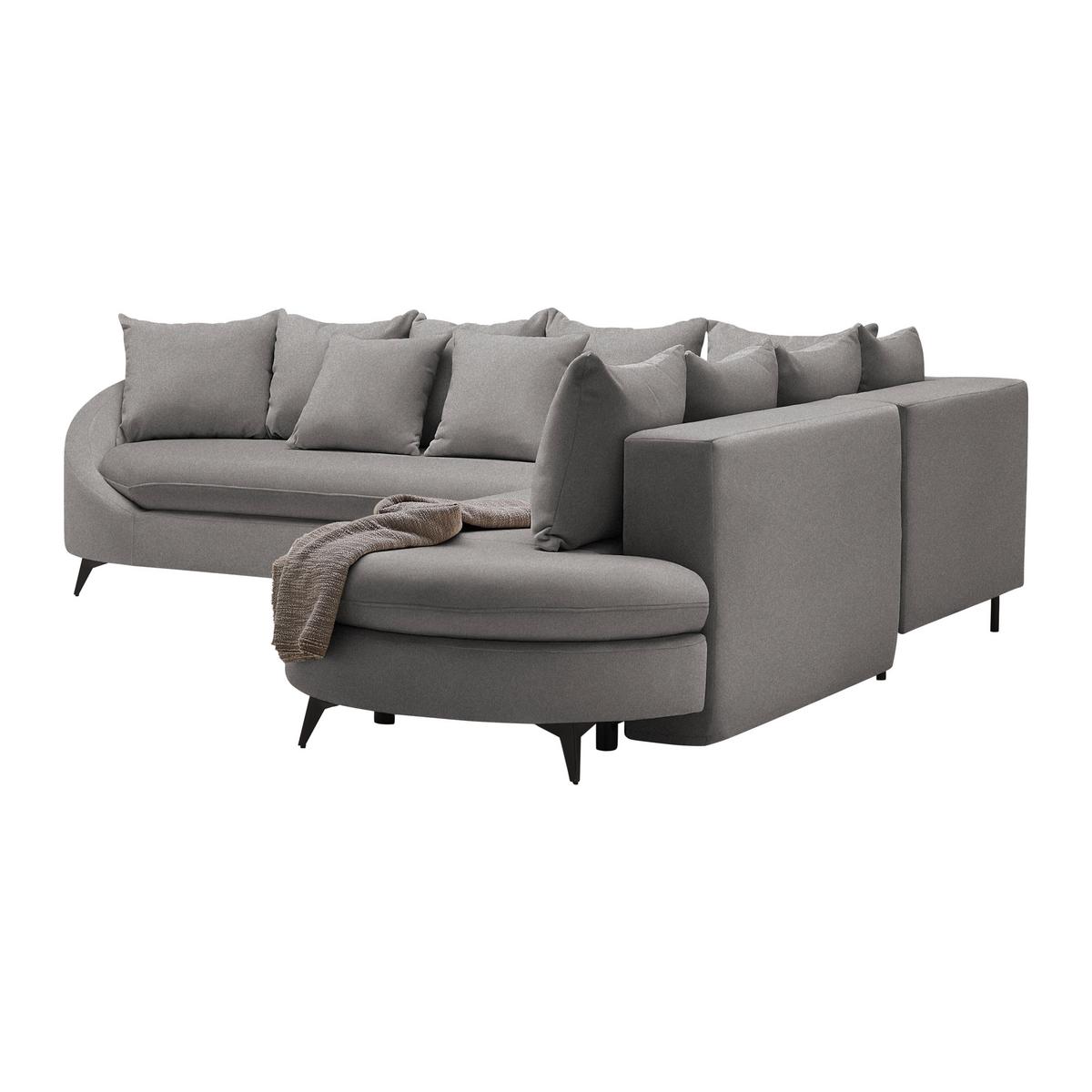 Rohová sedačka AXEL, pravá, grafitová žinylka - černá/barvy grafitu, Moderní, kov/textil (291/250cm) - Mömax