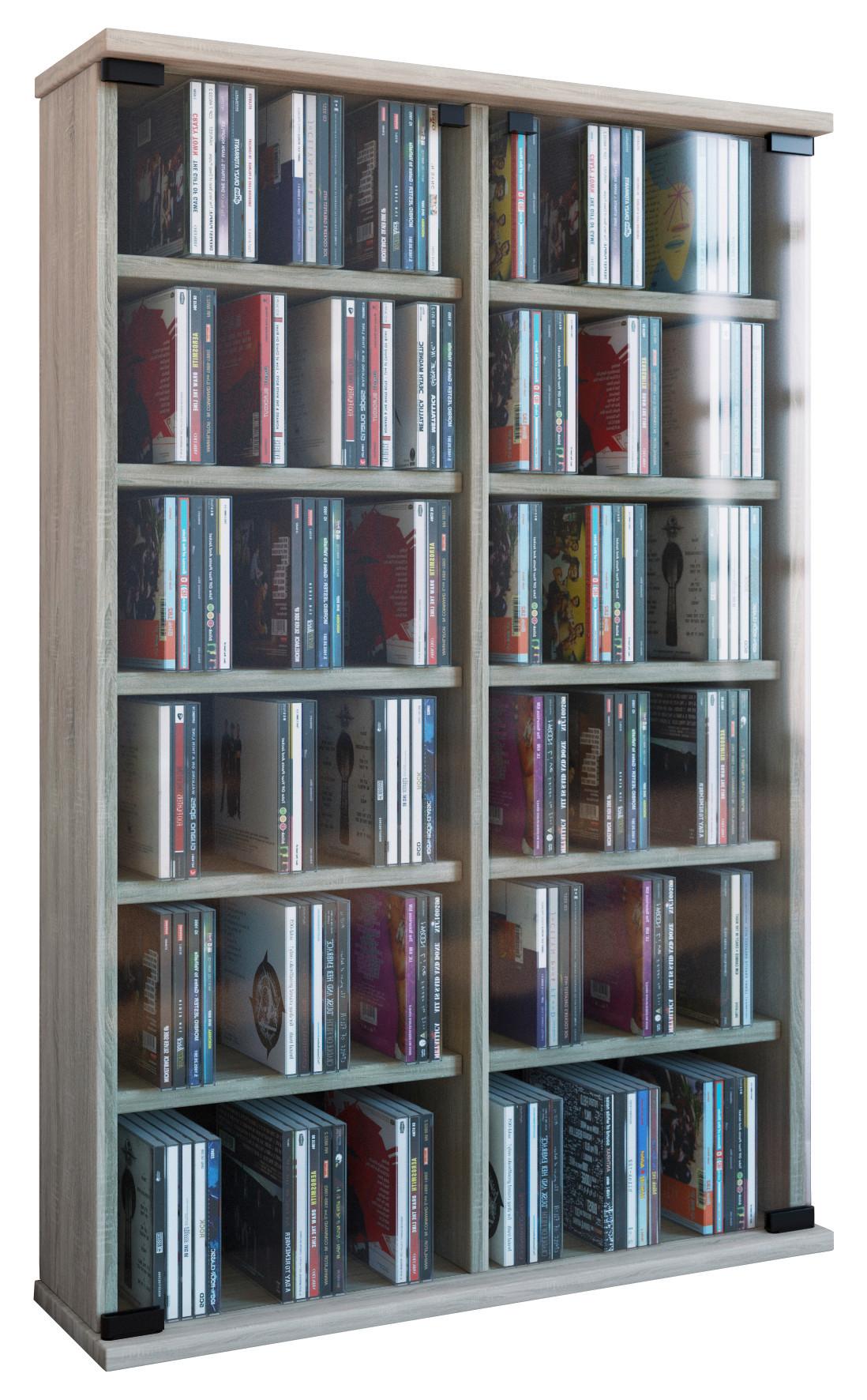 Regal mit Glastüren Roma 60 cm Eiche Dekor - Eichefarben, KONVENTIONELL, Glas/Holzwerkstoff (60/92/18cm) - MID.YOU