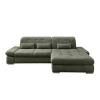 Ecksofa Mit Liegefunktion Dalida Dunkelgrün,s:300x196 Cm - Chromfarben/Dunkelgrün, Design, Textil (300/196cm) - Livetastic