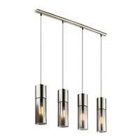 Hängeleuchte Vision H: 156 Cm 4-Flammig Mit Rauchglas - Nickelfarben, KONVENTIONELL, Glas/Metall (80/9/156cm) - Globo