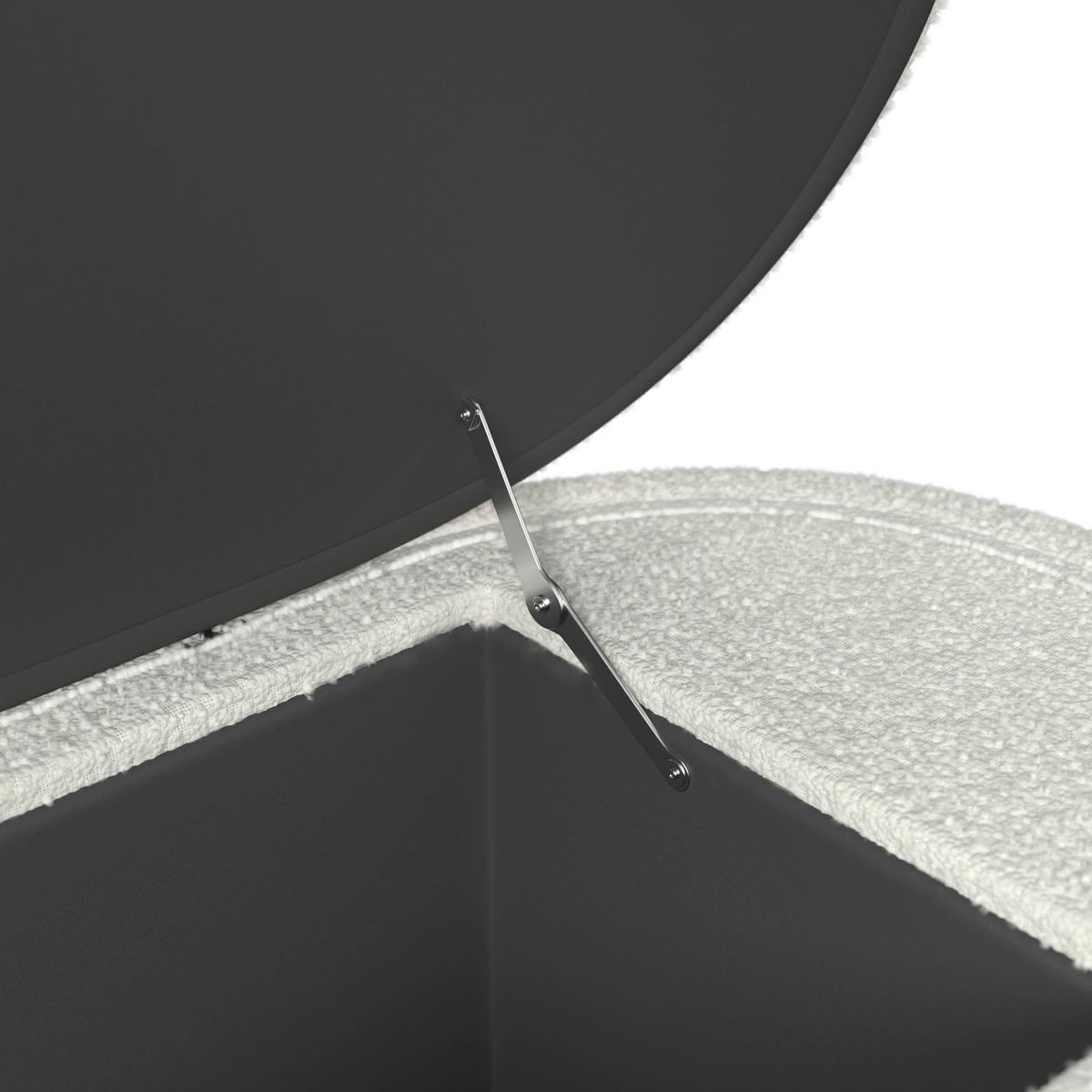 Čalouněná taburetka BENJI s úlož.prostorem, slonovinová - slonovinová, Moderní, dřevo/textil (125/51/49cm) - Bessagi Home