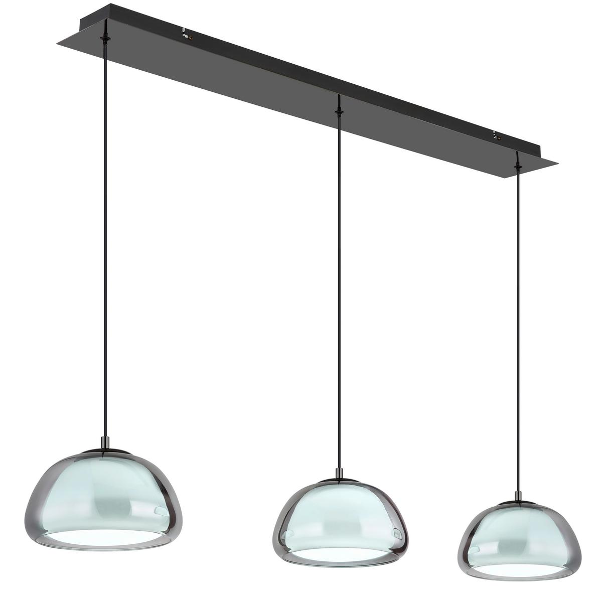 Hängeleuchte Avila Rauchglas ca. 117x25x150 cm - Schwarzchrom/Schwarz, Design, Glas/Kunststoff (117/25/150cm) - Globo