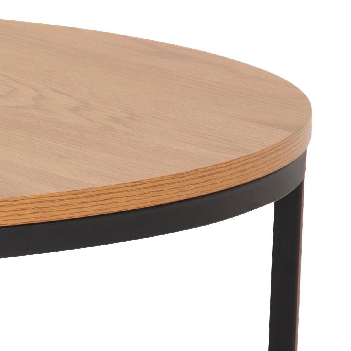 Sada kulatých konferenčních stolků SPIRO Ø 50/80 cm - divoký dub/černá, Konvenční, kov/kompozitní dřevo (80/80/44,5cm) - home24