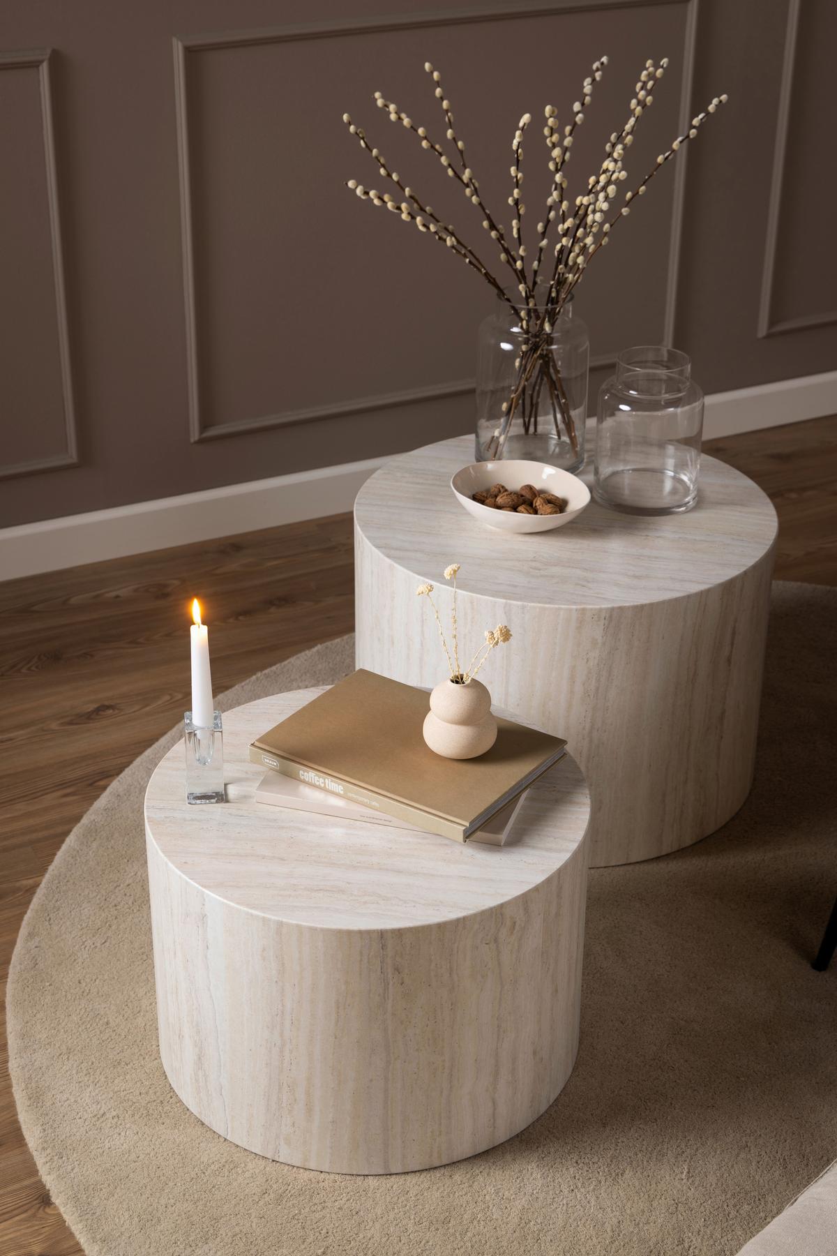 Couchtischset Dice Beige, 58 Cm - Beige, Design, Holzwerkstoff (58/58/40cm) - MID.YOU