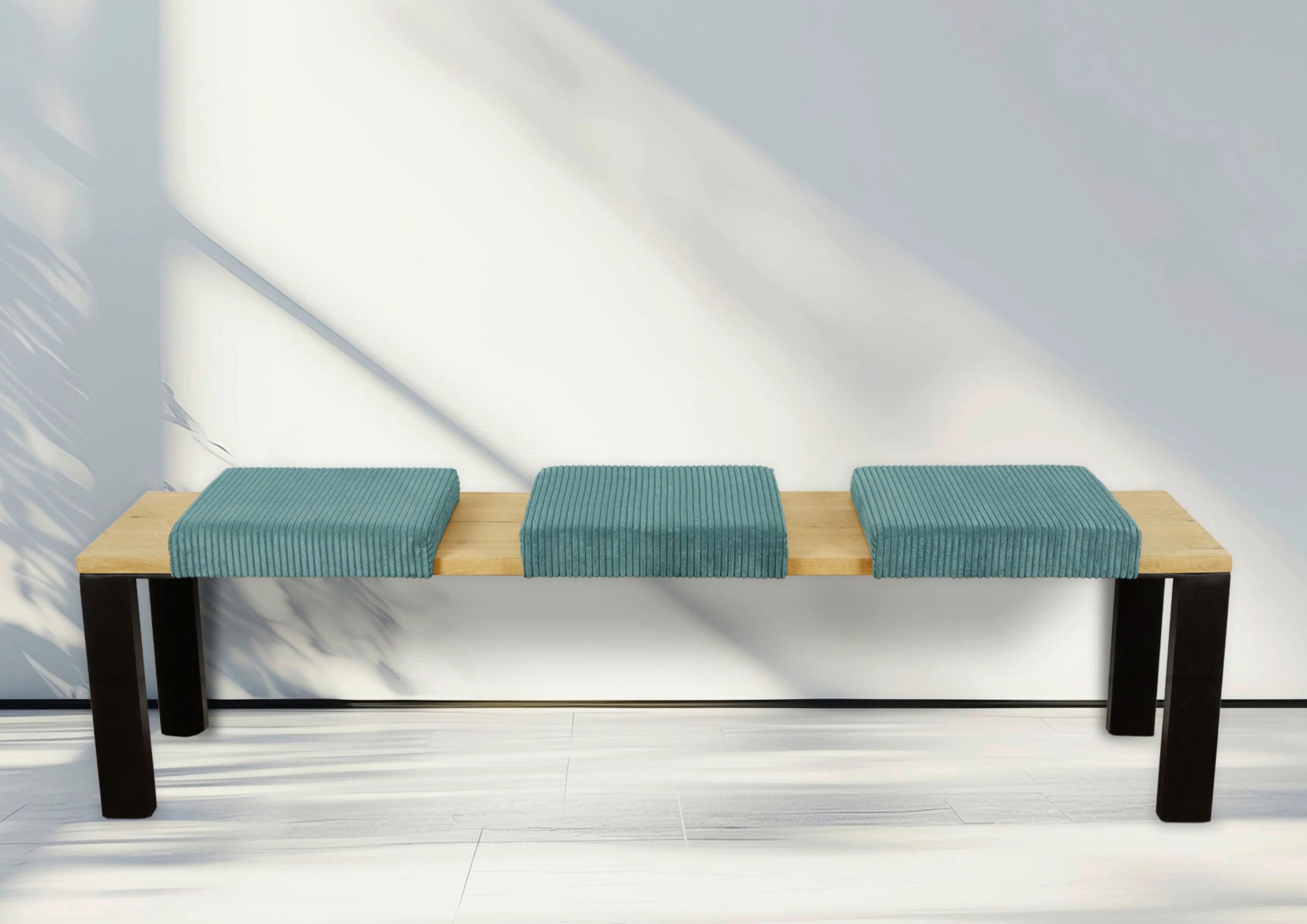 Bankkissen 2-Tlg. Set Cord, Türkis, LxB: 40x35/38 cm - Türkis, Basics, Textil (40/35/38/5/8cm)