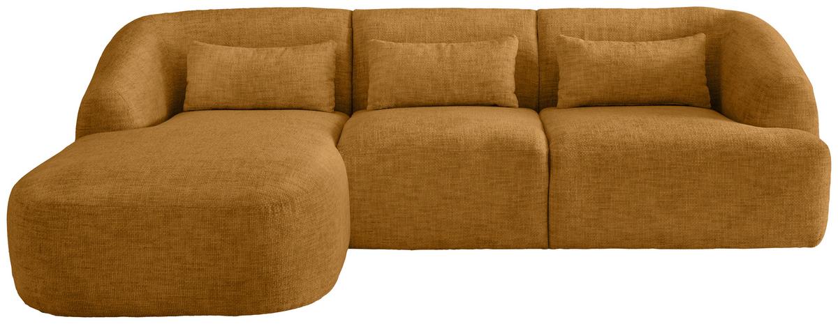 Ecksofa Caponi Goldfarben S: 160x256 Cm - Goldfarben/Schwarz, MODERN, Textil (160/256cm) - Livetastic