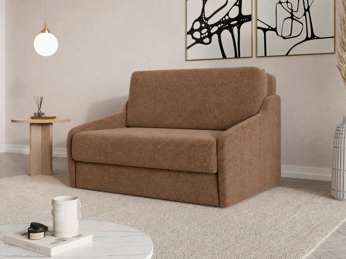 Schlafsofa Fly Rostfarben, B: 136 cm - Rostfarben/Schwarz, Design, Textil (136/86/113cm) - MID.YOU