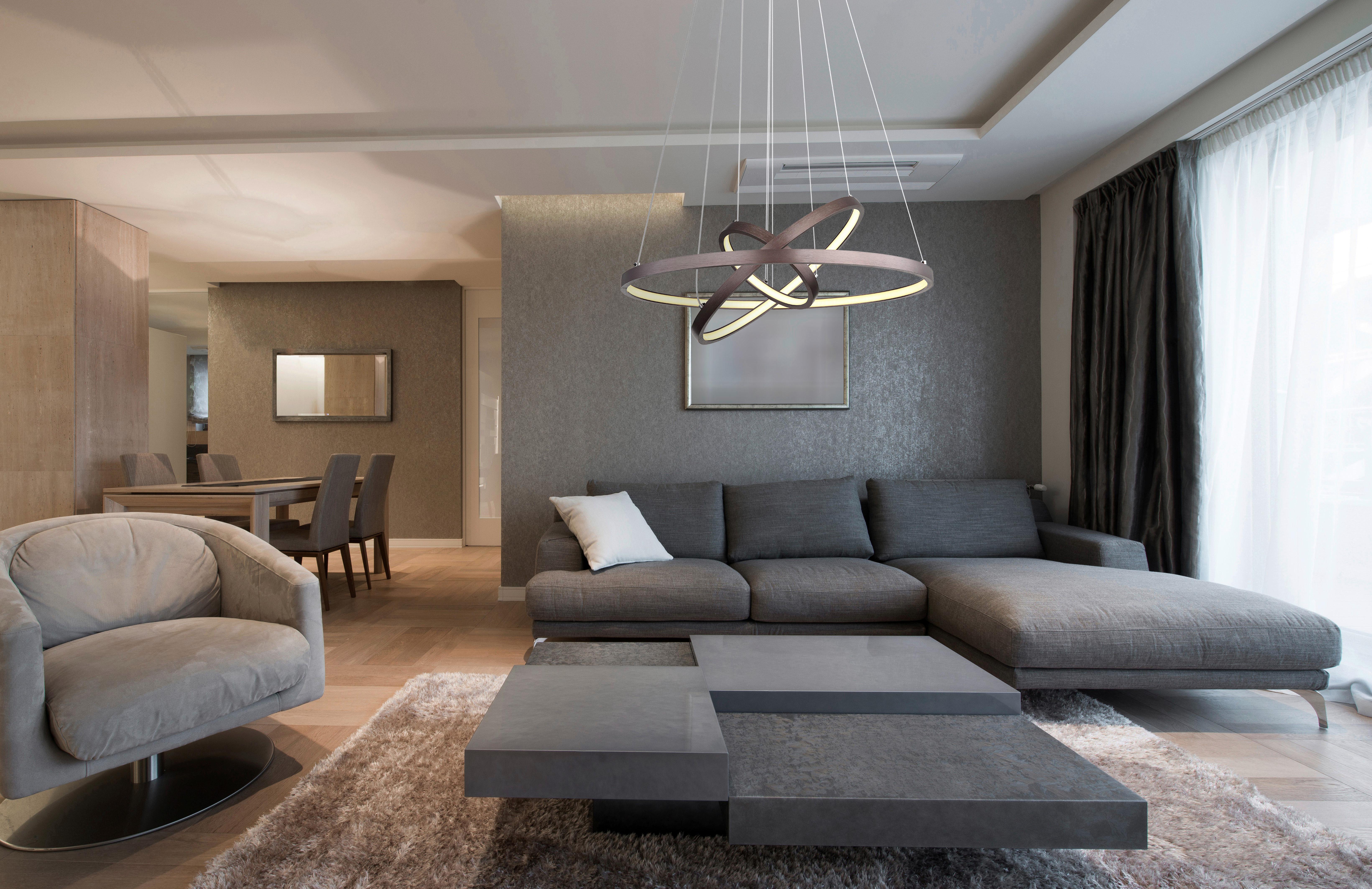 LED-Hängeleuchte 67192-57br - Opal/Braun, Design, Kunststoff/Metall (51/120cm) - Globo