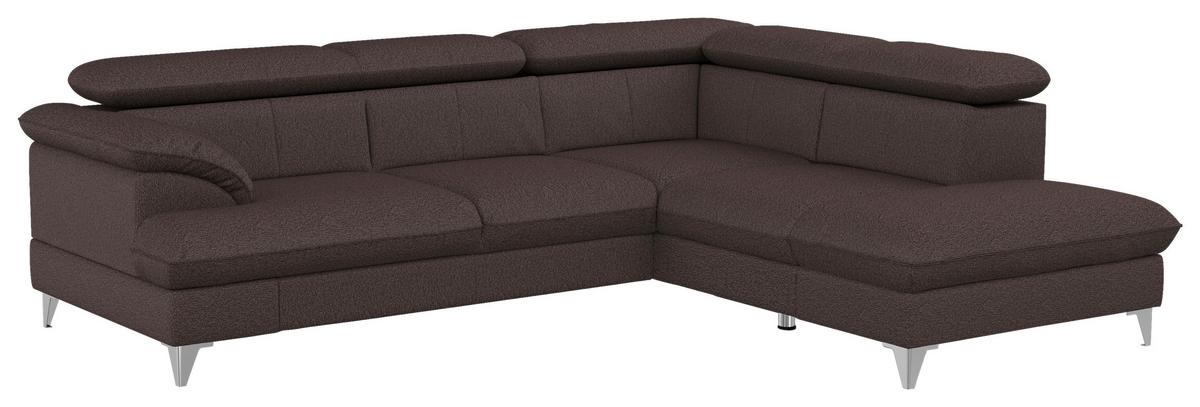 Sedacia súprava DAVID, hnedá - hnedá/chrómová, Lifestyle, kov/textil (254/167cm)