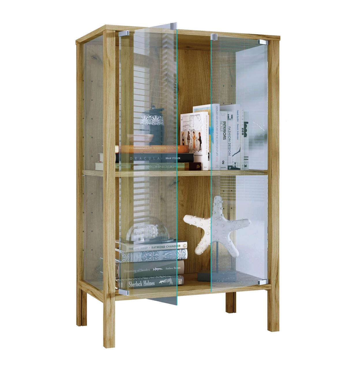 Vitrine Jensol Honigeiche B: 60 cm - Honigeiche/Klar, Design, Glas/Holzwerkstoff (60/80/35cm) - Livetastic
