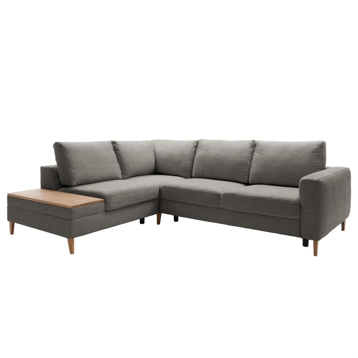 Ecksofa Alika, D. Grau S: 204x260 cm - Dunkelgrau/Eschefarben, MODERN, Textil (204/260cm) - Trendmanufaktur