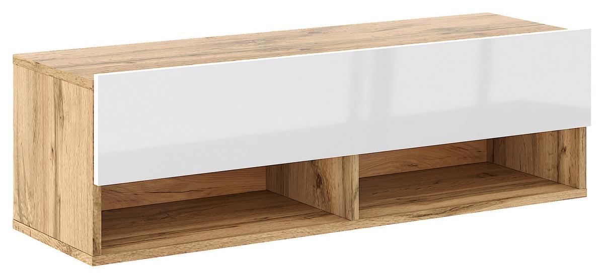 Lowboard Derby 100 - Weiß Hochglanz/Eiche Wotan, Design, Holzwerkstoff (100/31,5/32,5cm) - Livetastic