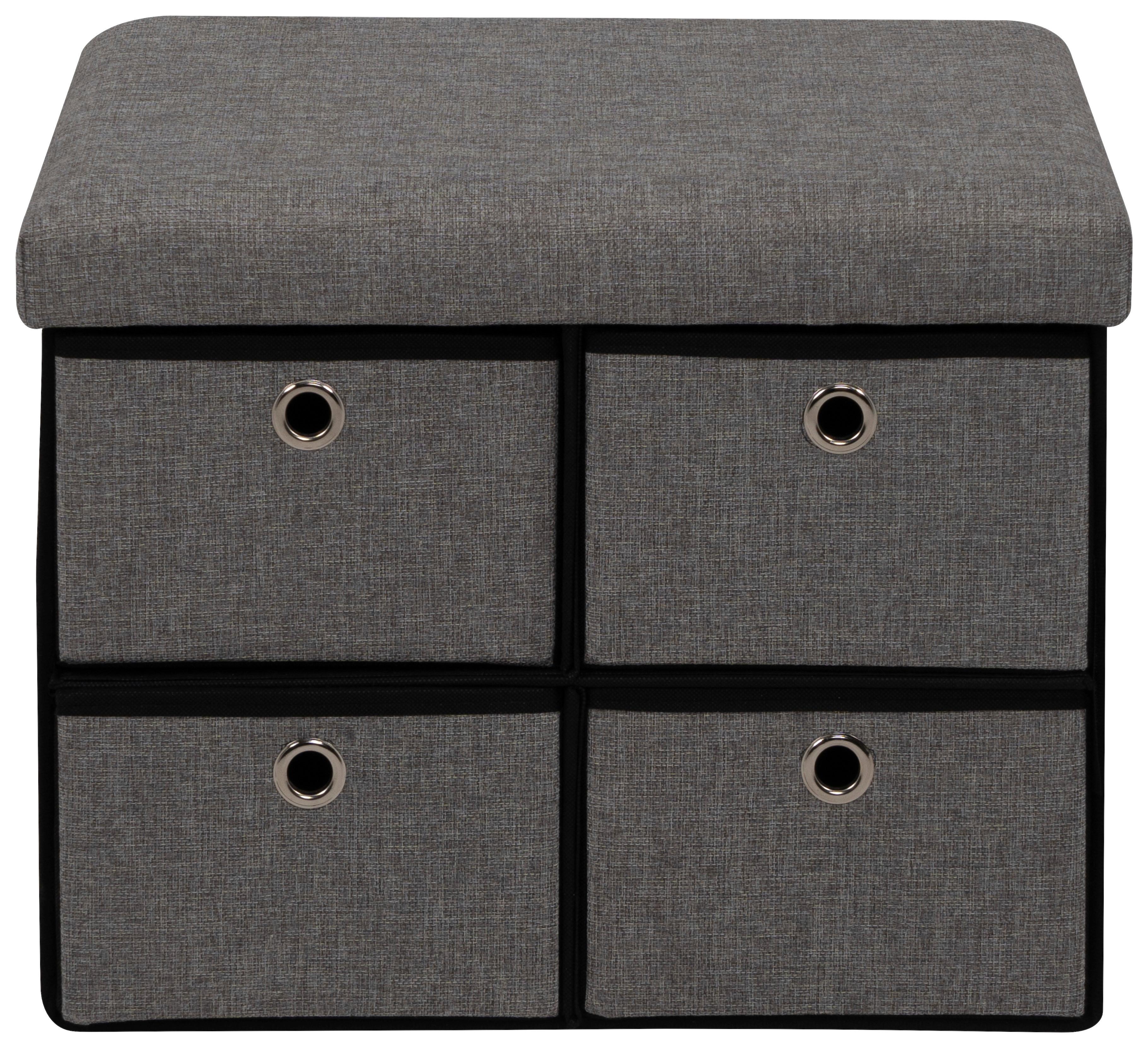 Hocker Halmstad Textil Grau, Box Mit Deckel - Grau, Trend, Wellpappe/Textil (50,5/40/38cm)