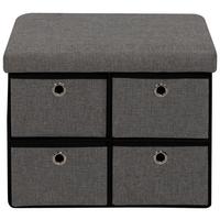 Hocker Halmstad Textil Grau, Box Mit Deckel - Grau, Trend, Wellpappe/Textil (50,5/40/38cm)