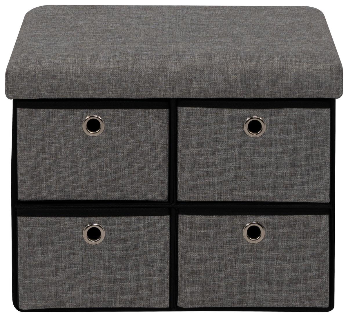 Hocker Halmstad Textil Grau, Box Mit Deckel - Grau, Trend, Wellpappe/Textil (50,5/40/38cm)