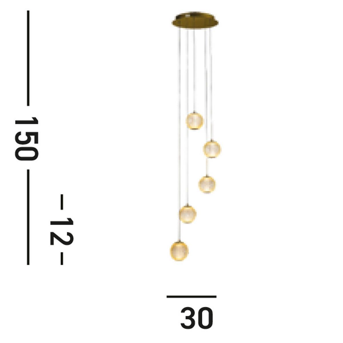 Led Függeszték 51481-5sb Allure - sárgarézszínű/áttetsző, Lifestyle, műanyag/fém (30/150cm) - Searchlight
