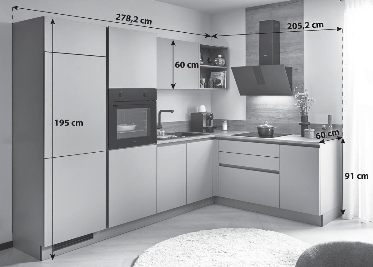 ECKKÜCHE WIN - Eichefarben/Creme, MODERN, Holzwerkstoff (278,2/205,2cm) - Express-Kuechen